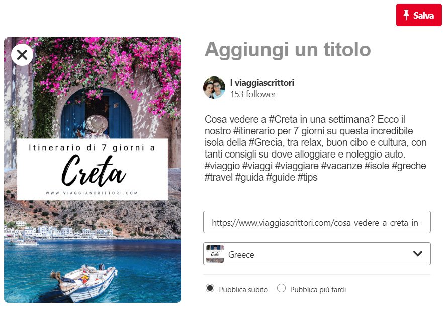 Creare un pin su Pinterest Creare un pin su Pinterest